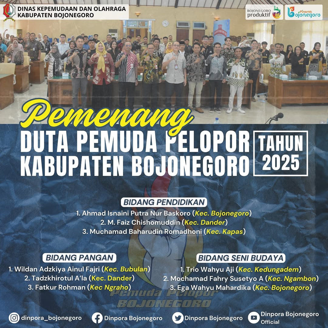 Pemenang Duta Pemuda Pelopor Kabupaten Bojonegoro