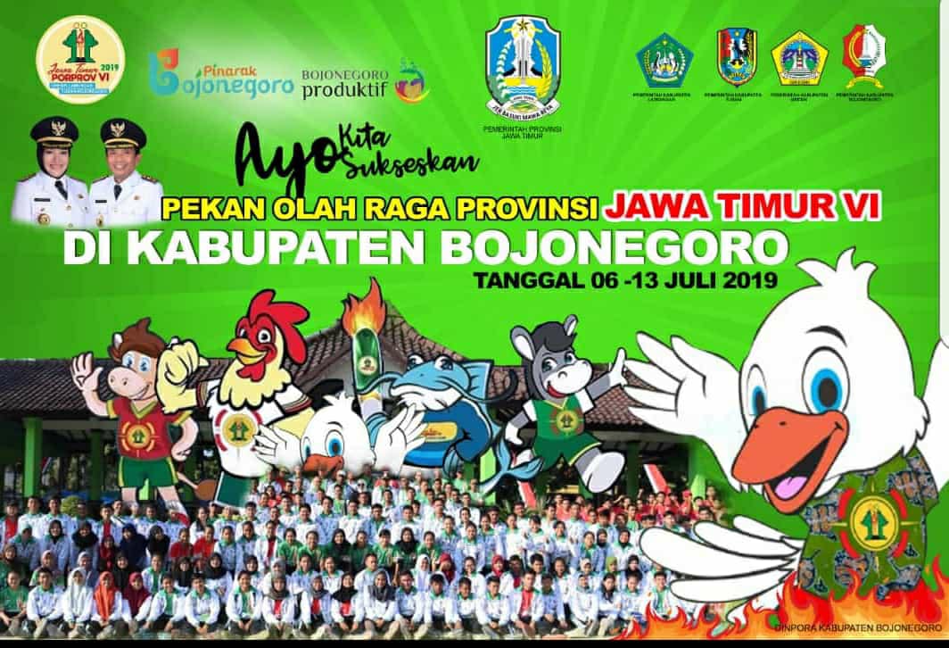 JADWAL DAN LOKASI PERTANDINGAN PORPROV VI JAWA TIMUR 2019 DI BOJONEGORO